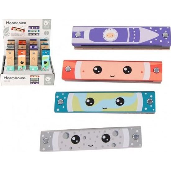 Harmonika dřevěná - mix 4 barvy