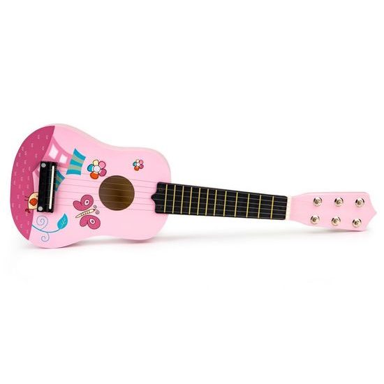 Ecotoys dětská dřevěná kytara Little Guitar růžová