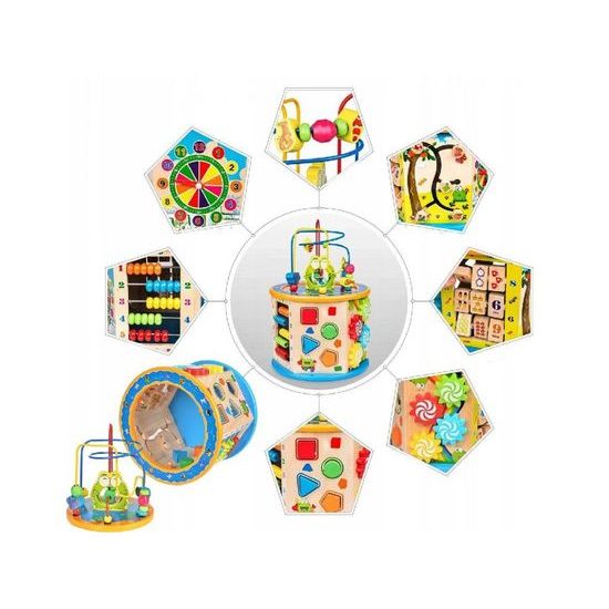 Doris dřevěná edukační kostka s labyrintem 7v1