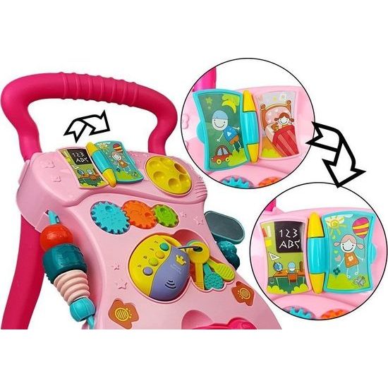 Dětské odrážedlo s interaktivní tabulí - růžové