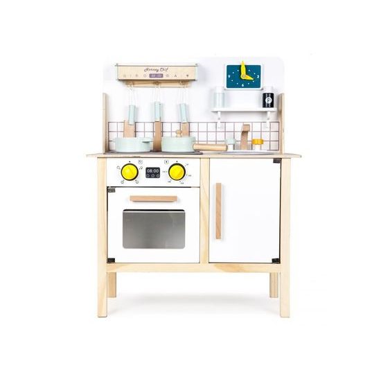 Ecotoys dětská dřevěná kuchyňka se zvuky a LED efekty Horney Chef