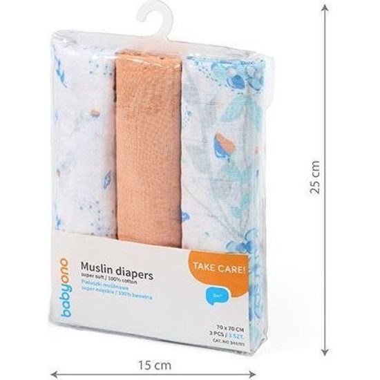 Mušelinové plenky 3ks oranžová