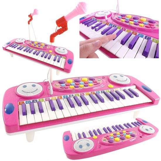 Dětské elektronické klávesy s mikrofonem a nahráváním Music Keyboard růžové