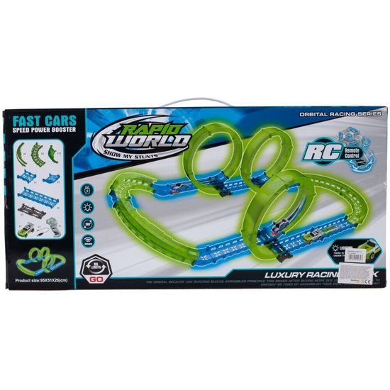 Svítící autodráha s autíčkem na baterie a dálkovým ovladačem Rapid World