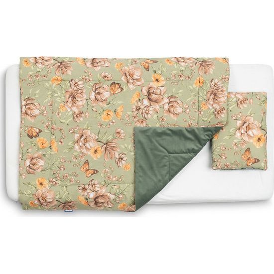 Souprava do postýlky Květiny, zelená