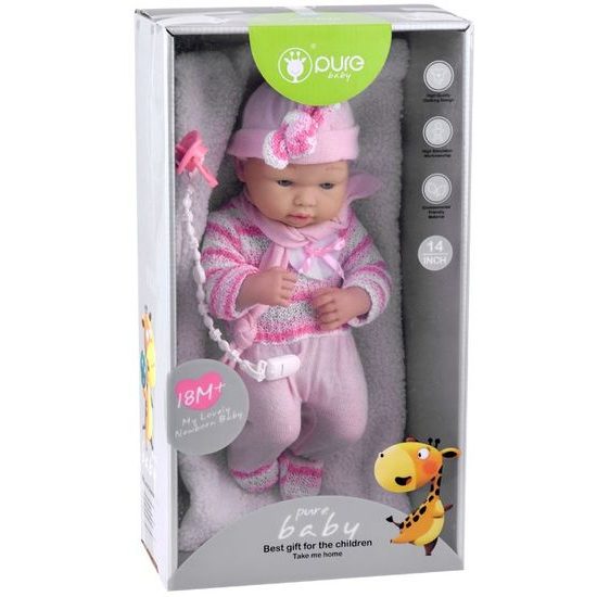 Panenka Baby Girl Noe 35 cm s dudlíkem a dekou