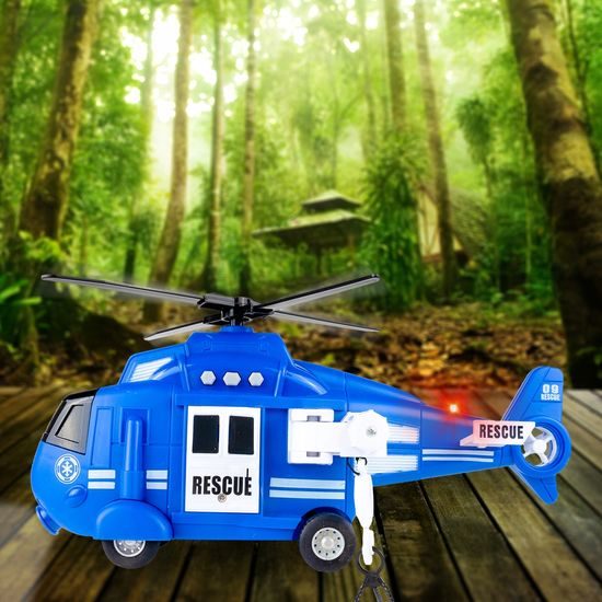 Interaktivní helikoptéra se světly a zvuky City Rescue 1:16 modrá