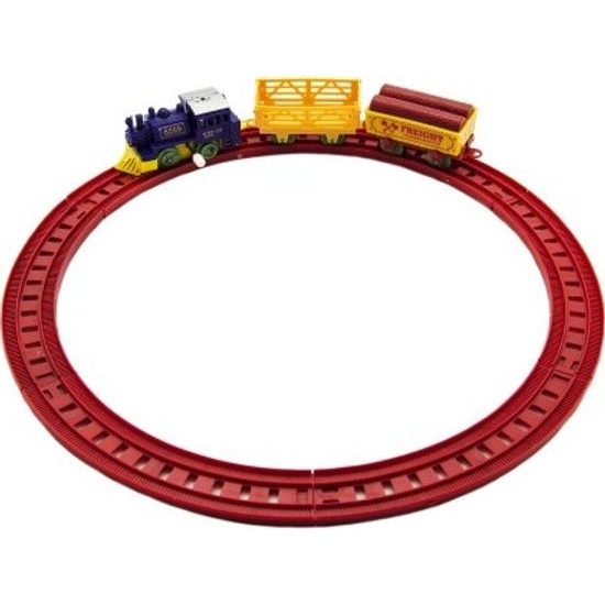 Vlak na klíček + 2 vagónky s kolejemi - mix 2 barvy