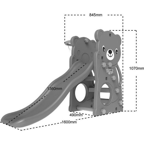 Zahradní skluzavka 3v1 s houpačkou bílá medvídek