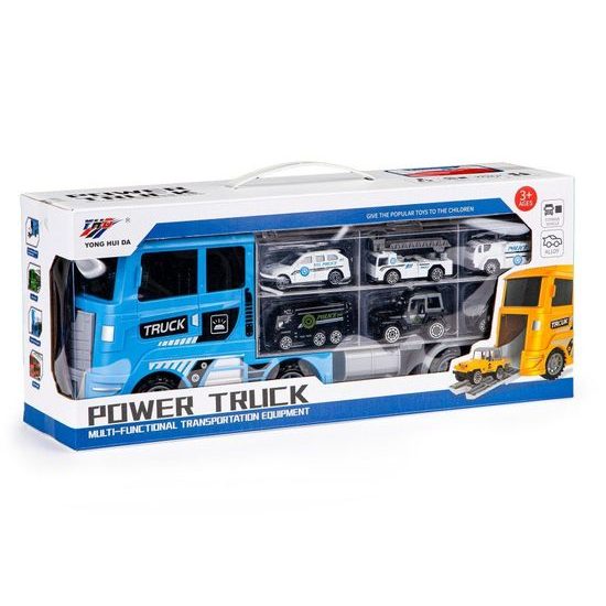 Ecotoys nákladní auto se 6 autíčky, světlem a zvuky Police