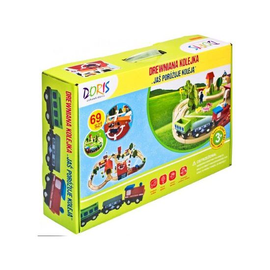 Doris dřevěná vláčkodráha 69 dílků