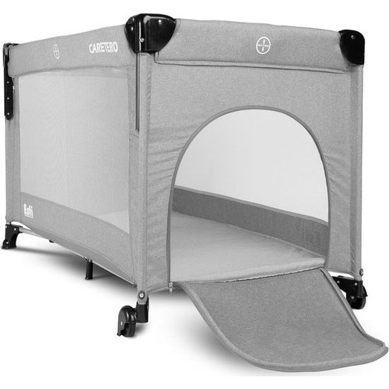 Dětská cestovní postýlka CARETERO ESTI se stahovací bočnicí grey