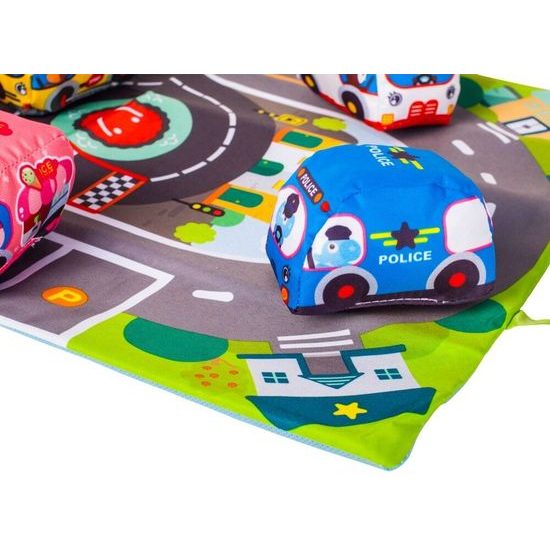 Haunger měkká autíčka s podložkou Cars in Town - 6 kusů