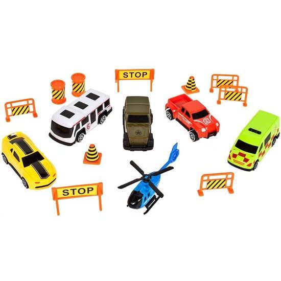 Nákladní auto s autíčky, helikoptérou a skluzavkou Red Truck