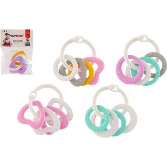 Kroužky se 4 tvary - srdíčka, kolečka - mix barev