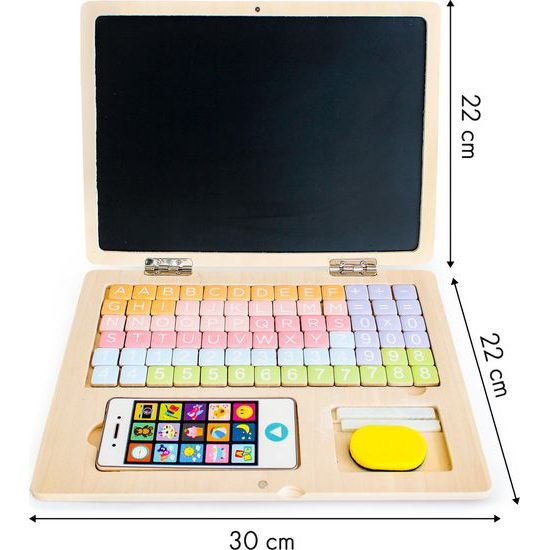 Ecotoys dřevěný notebook s magnetickým monitorem