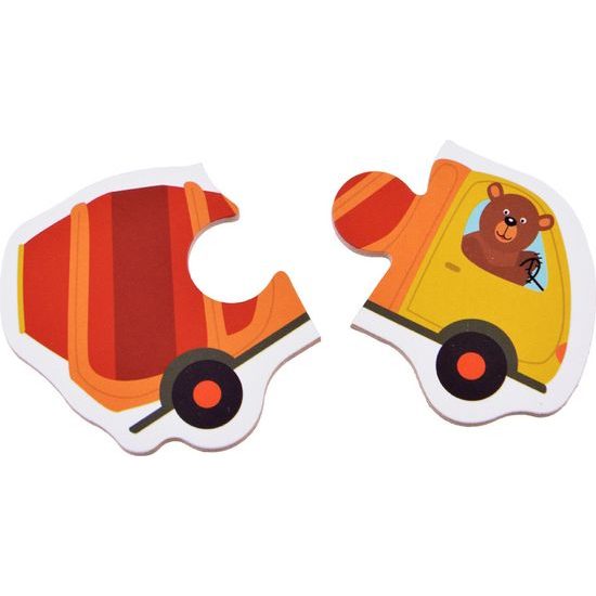 Barevné dvoudílné puzzle auta a stavební stroje 23 dílků