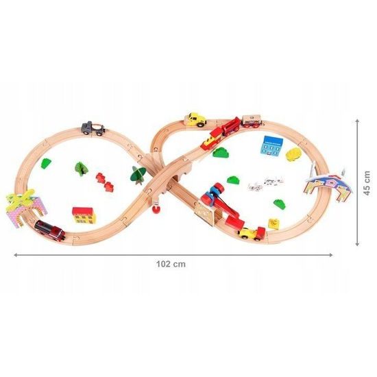 Ecotoys dřevěná vláčkodráha na baterie 78 dílků