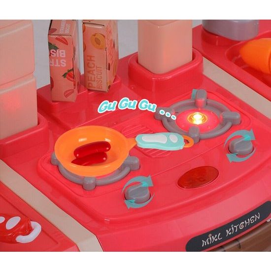 Velká dětská kuchyňka s tekoucí vodou, zvuky a světly Simulation Kitchen - růžová
