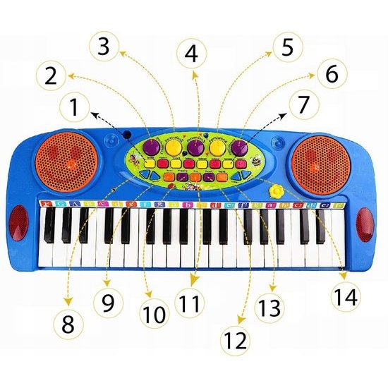 Dětské elektronické klávesy s mikrofonem a nahráváním Music Keyboard modré