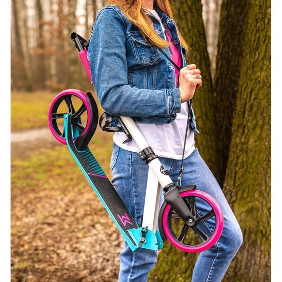 Dětská skládací koloběžka s hliníkovým rámem Scooter bílo-modrá