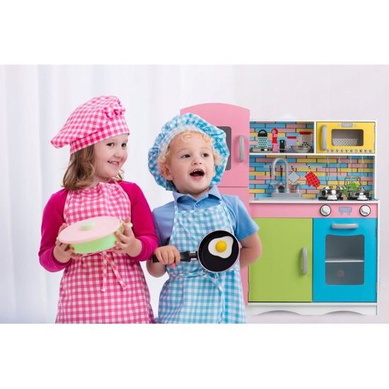 Ecotoys dětská dřevěná kuchyňka Pastelová