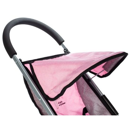 Sportovní kočárek pro panenky Princess šedo-růžový