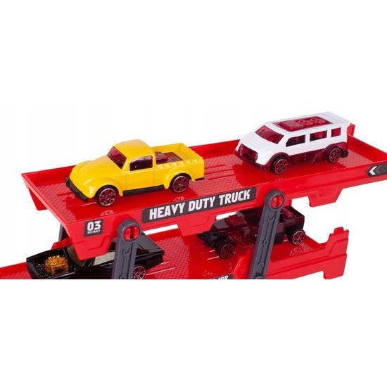 Odtahové auto s 8 autíčky a skluzavkou Heavy Truck červené