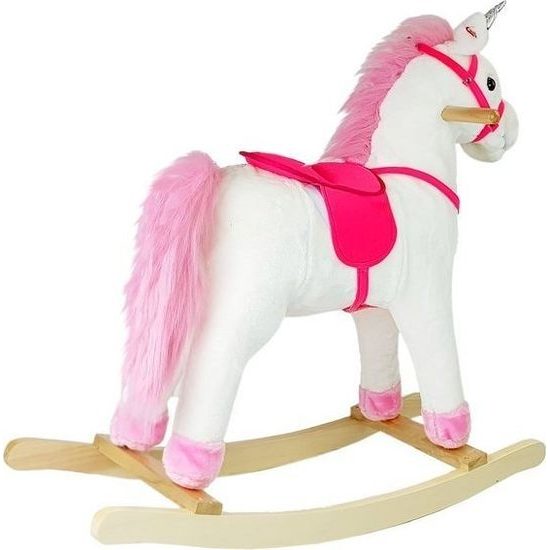 Houpací kůň bílo růžový se zvuky - Unicorn