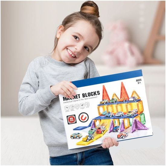 Magnetická stavebnice Magnet Blocks 68 dílů + 20 autíček