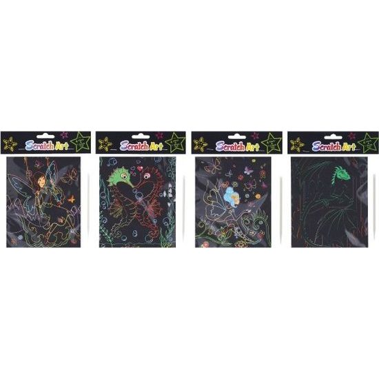 Škrabací obrázek duhový 4 listy - mix 4 druhy