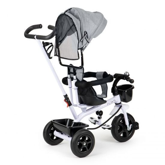Ecotoys dětská tříkolka se sklopnou stříškou Basic šedá
