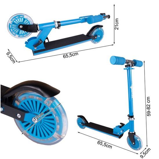 Dětská skládací koloběžka Scooter se svítícími koly - modrá