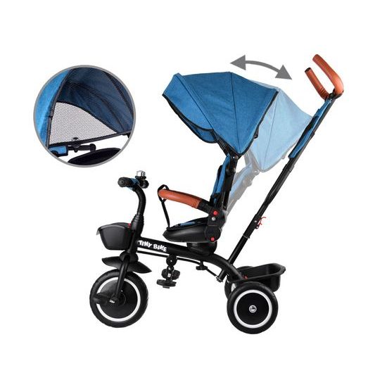 Dětská tříkolka Tiny Bike s otočným sedadlem 3v1 zeleno-modrá