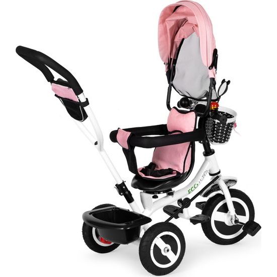 Ecotoys dětská tříkolka s otočným sedadlem růžová - gumová kola