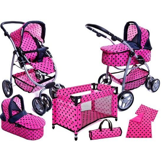 Doris kočárek pro panenky 6v1 růžový 9662