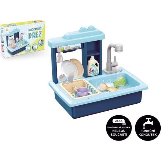 Dřez na mytí nádobí modrý s doplňky