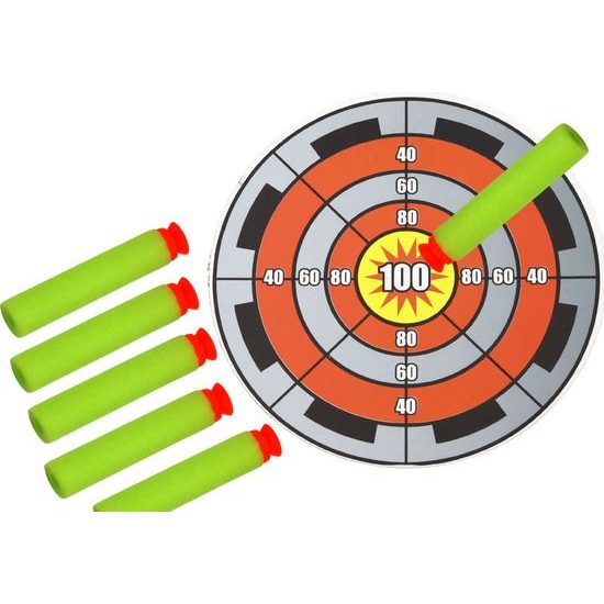 Luk s terčem pro měkké šípy s přísavkou, 6 kusů