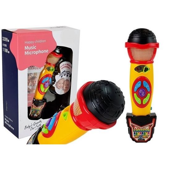 Dětský karaoke mikrofon s nahráváním a světlem Happy Voice žlutý