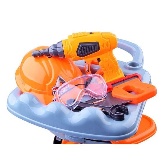 Majlo Toys dětská dílna na vozíku s vrtačkou na baterie Tool Carry