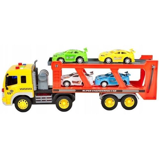 Nákladní auto se 4 autíčky světly a zvuky City Builder 1:16