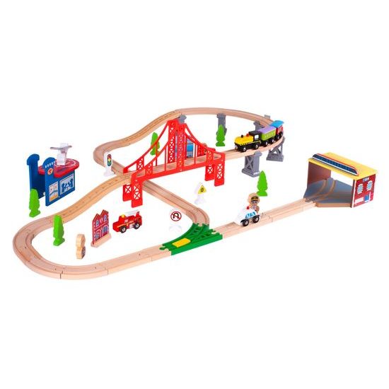 Dřevěná vláčkodráha Wooden Train 70 dílků