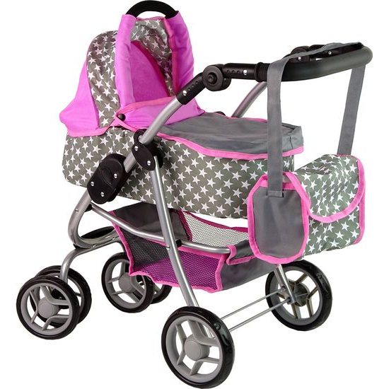 Kočárek pro panenky 2v1 Gondola Bag Pink Stars