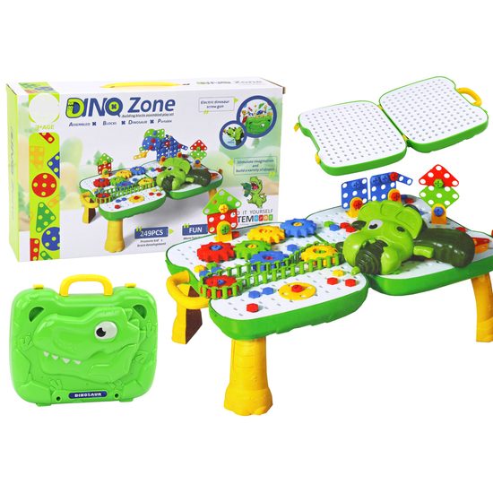 Konstrukční 3D stavebnice s vrtačkou na baterie a stolečkem Dino Zone 249 ks