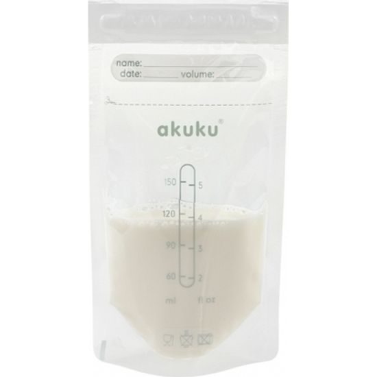 Sterilní sáčky pro skladování mléka a pokrmů Akuku 150ml 30ks, Transparentní