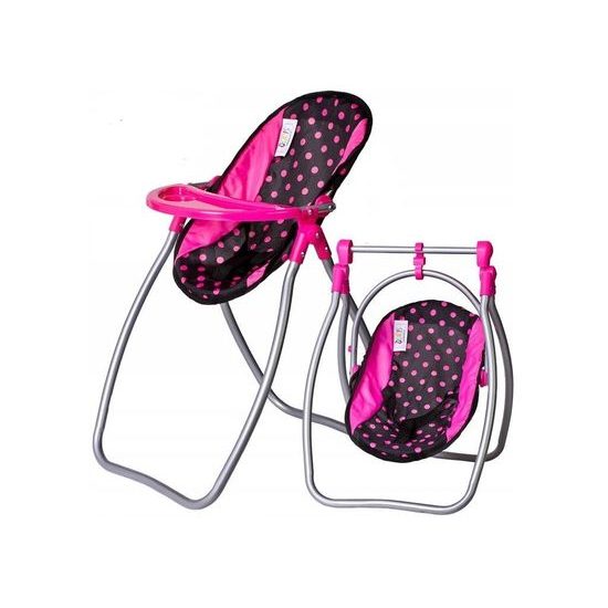 Doris jídelní židlička pro panenku 2v1 černá