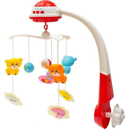 Kolotoč nad postýlku se světelným projektorem Baby Mix red