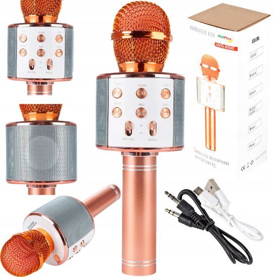 Bezdrátový karaoke mikrofon Hifi Speaker Rose Gold