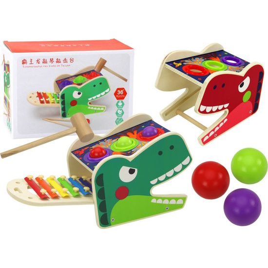 Dřevěný xylofon 2v1, Dinosaurus