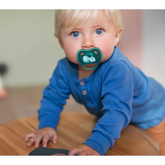 Silikonový dudlík Air 18+m Modro/zelený 2ks